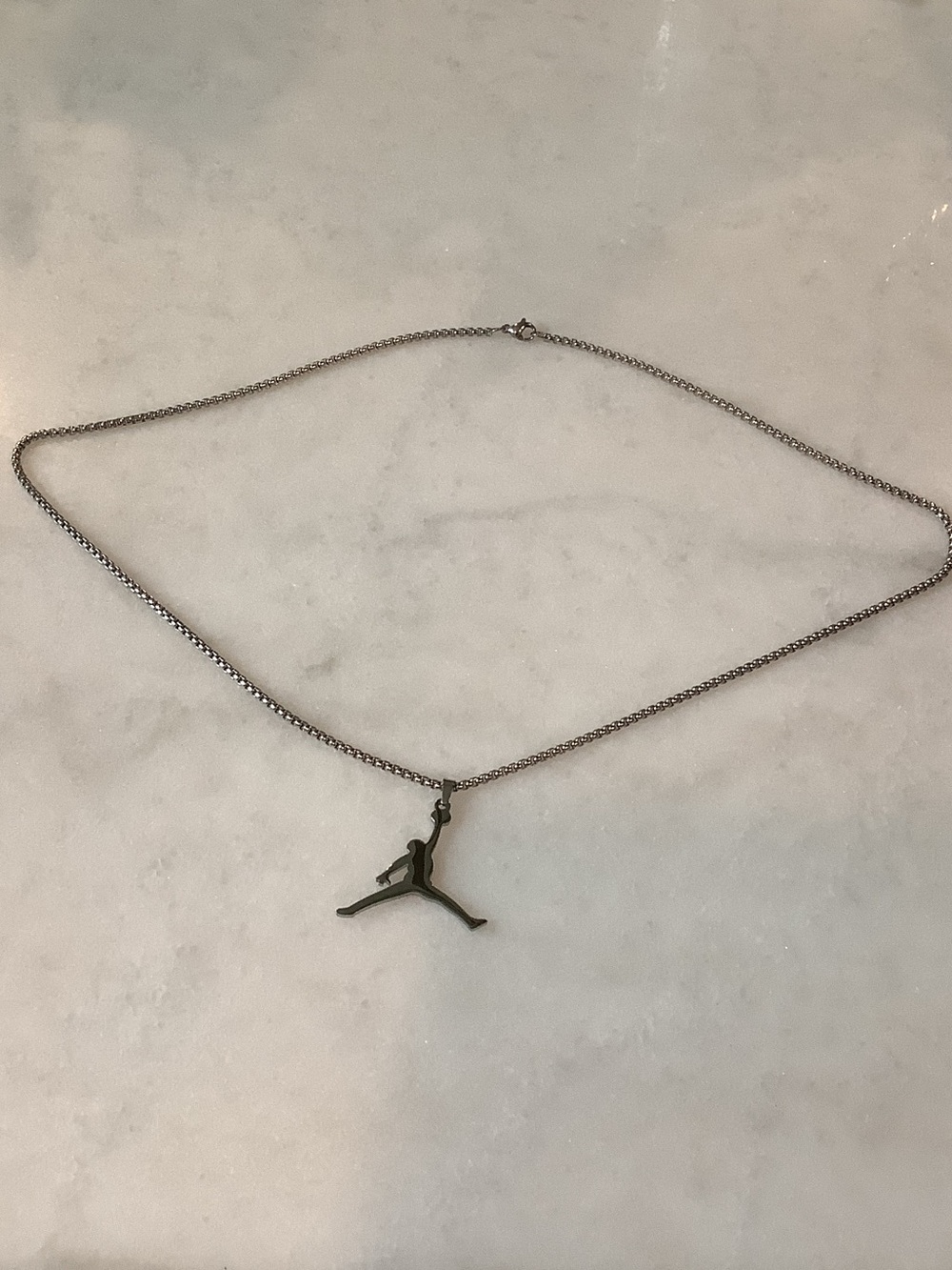 Silver Tone Jumpman Pendant Necklace, Brand New